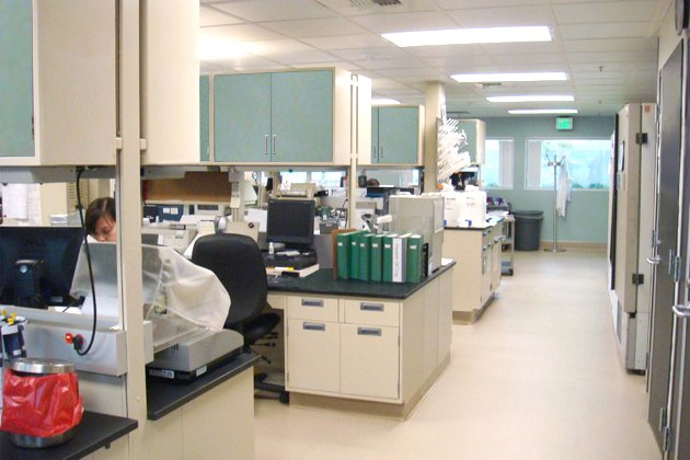 Los Angeles County Public Health Laboratory — interior view, active pressurization environment