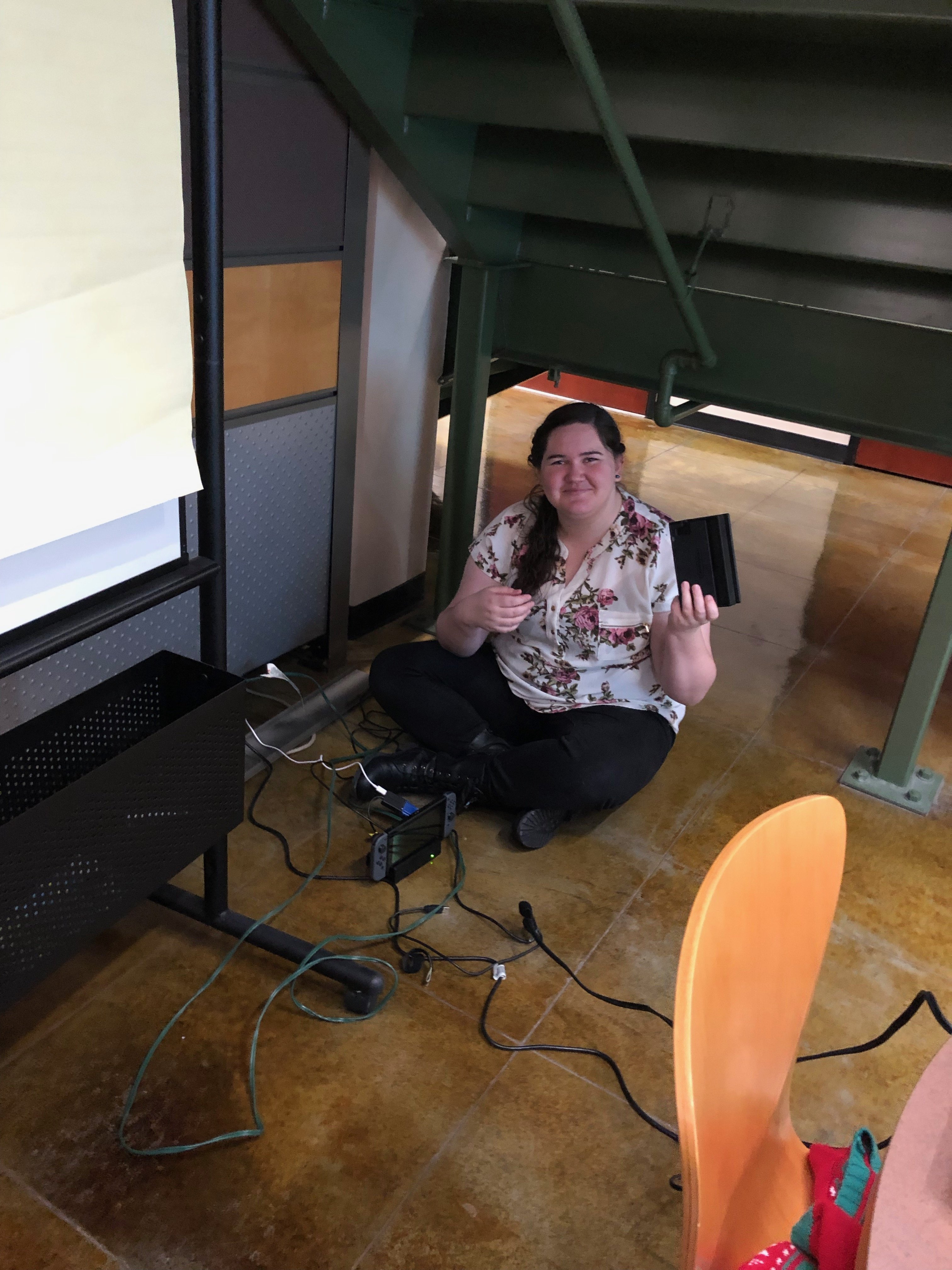 Bridgette setting up Mario Kart