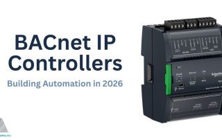 If Schneider SmartX controller: Schneider Electric SmartX IP building automation controller installed in a commercial mechanical room panel